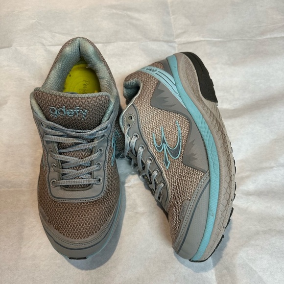 Gray and Blue Mesh Athletic Shoes with Cushioned Sole - Picture 8 of 14